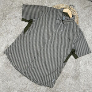 Club Ride Men’s Vibe Shirt Shortsleeve UPF 50+ Cycling Bike Green Gray Striped M